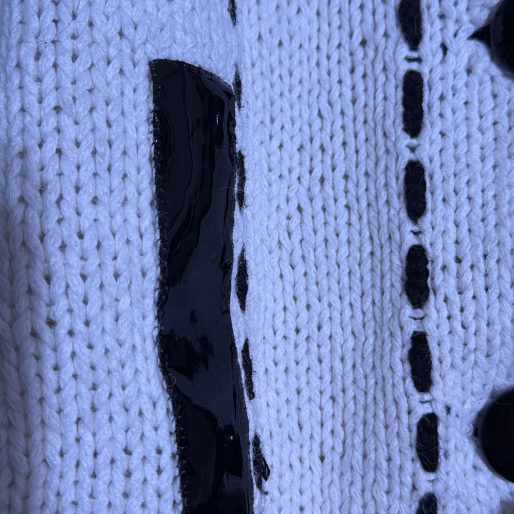 Vintage Cardigan Jacket Michael Simon New York Plaid Knit White and Black Size L - Picture 4 of 9